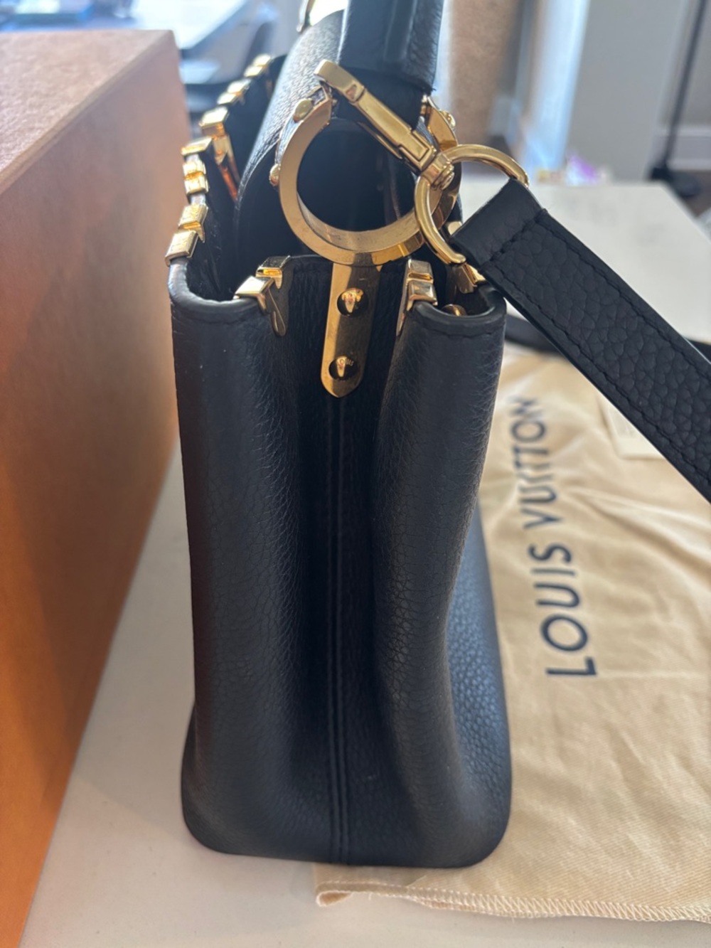 Louis Vuitton Black Classic Top Handle Bag with Gold Hardware - Picture 8 of 11